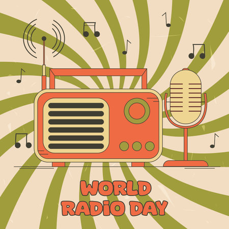 World Radio Day Vector Illustration. Suitable for greeting card, poster and banner.のイラスト素材