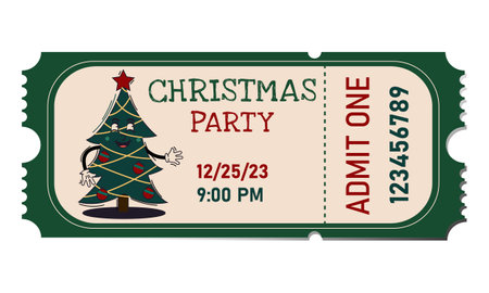 Christmas ticket with the image of a Christmas tree on a white backgroundのイラスト素材