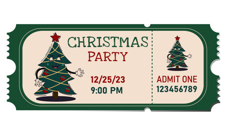 Christmas ticket isolated on white background. Vector illustration. Eps 10.のイラスト素材
