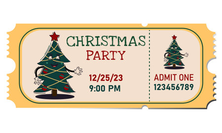 Christmas ticket isolated on white background. Vector illustration. Eps 10.のイラスト素材