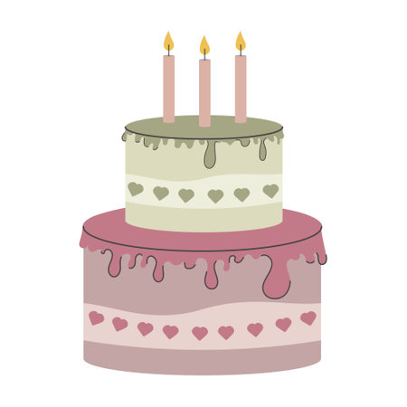 birthday cake with candles over white background. colorful design. vector illustrationのイラスト素材