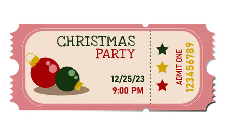 Christmas ticket with Santa Claus hat and apple on white background. Vector illustration.のイラスト素材