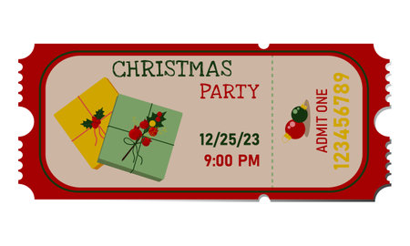 Christmas ticket on a white background. Vector illustration. Eps 10.のイラスト素材