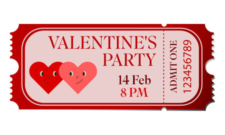 valentine's day ticket isolated on white background, vector illustrationのイラスト素材