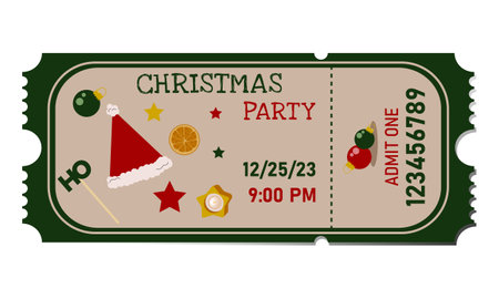 Christmas ticket isolated on white background. Vector illustration. Eps 10.のイラスト素材