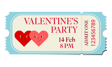 valentine's day ticket on a white background, vector illustrationのイラスト素材