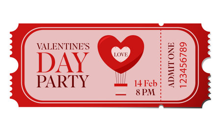 Valentine's day ticket on a white background. Vector illustrationのイラスト素材
