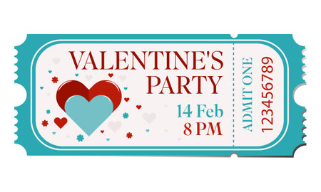 Valentine's day ticket on a white background, vector illustrationのイラスト素材