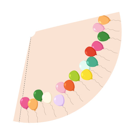 Colored balloons on a sheet of paper. Flat vector illustration.のイラスト素材