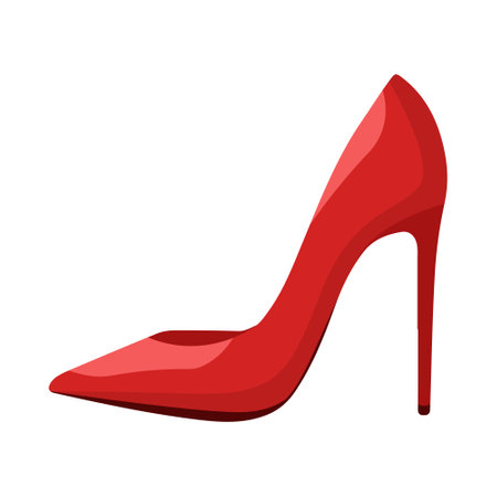 Red high heel shoe isolated on white background. Vector illustration in flat style.のイラスト素材
