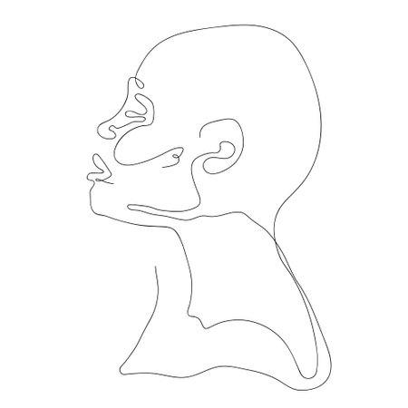 Continuous one line drawing of a woman face. Vector illustration.のイラスト素材