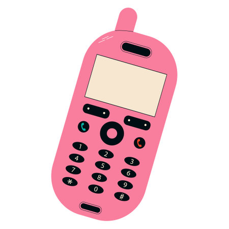 Vector illustration of a mobile phone with a heart on the screen.のイラスト素材