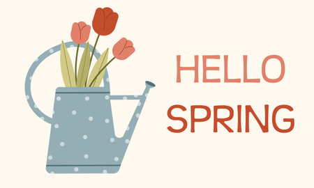 Hello spring concept with flowers design, vector illustrationのイラスト素材