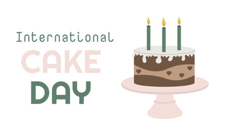 International cake day. Cake with candles. Vector illustration isolated on white background.のイラスト素材