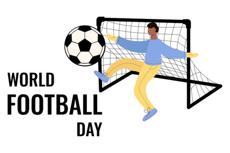 World football day poster with soccer player and ball. Vector illustration.のイラスト素材