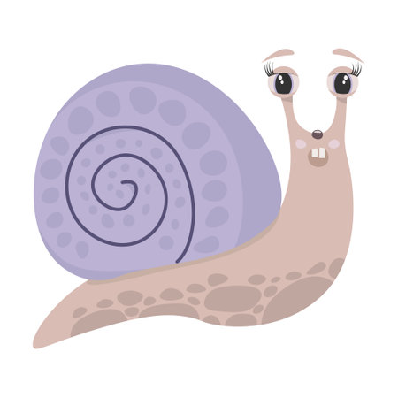 Cute cartoon snail. Vector illustration isolated on a white background.のイラスト素材