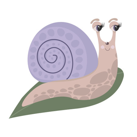 Cute cartoon snail. Vector illustration isolated on a white background.のイラスト素材