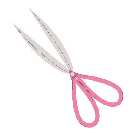 Pink scissors isolated on white background. Vector illustration. Flat style.のイラスト素材