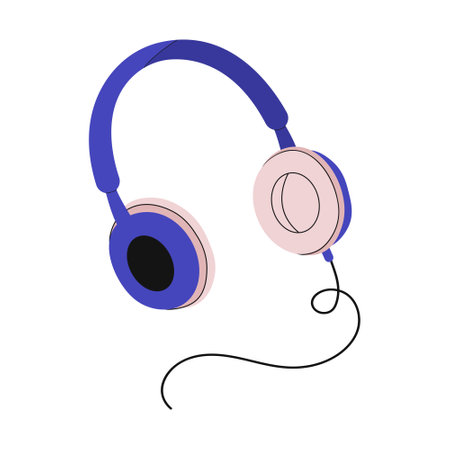 Headphones icon in flat style isolated on white background. Music symbol stock vector illustration.のイラスト素材