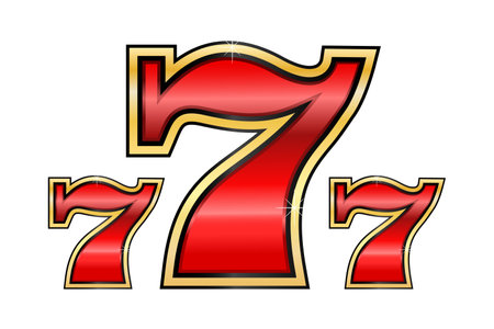 Red and gold number 7 on a white background. Vector illustration.のイラスト素材