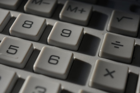 Close-up of computer keyboard with numbers, shallow depth of field. Education, things for learning.