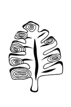 Black and White leaf. Hand drawn illustration. Tattoo styleの写真素材