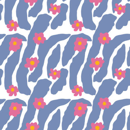 Floral seamless pattern. Illustration with little flowers. Print with flowers and leaves for textiles, printing, clothing, packaging, decor and wallpaper.の写真素材