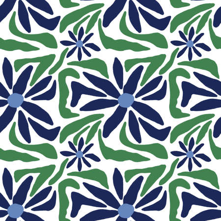 floral pattern. Illustration with little flowers. Print with flowers and leaves for textiles, printing, clothing, packaging, decor and wallpaper.の写真素材