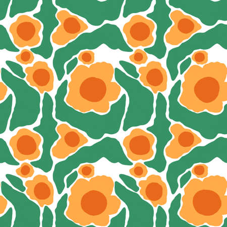 floral pattern. Illustration with little flowers. Print with flowers and leaves for textiles, printing, clothing, packaging, decor and wallpaper.の写真素材