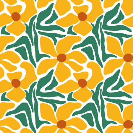 floral pattern. Illustration with little flowers. Print with flowers and leaves for textiles, printing, clothing, packaging, decor and wallpaper.の写真素材