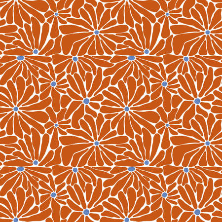 Illustration of modern exotic plants. Creative collage modern floral seamless pattern. Fashion template with flowers and leaves for textiles, printing, clothing, packaging, decor and wallpaper.の写真素材