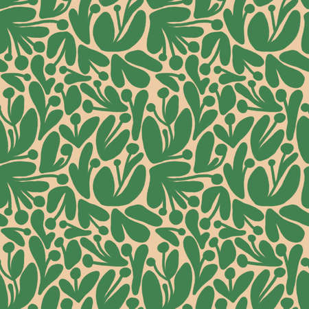 Illustration of modern exotic plants. Creative collage modern floral seamless pattern. Fashion template with flowers and leaves for textiles, printing, clothing, packaging, decor and wallpaper.の写真素材