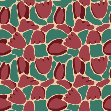 Illustration of modern exotic plants. Creative collage modern floral seamless pattern. Fashion template with flowers and leaves for textiles, printing, clothing, packaging, decor and wallpaper.の写真素材
