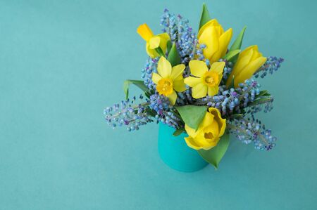 Bouquet Muscari Easter flower. Delicate colors are natural. Holiday giftの写真素材