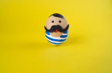 Easter circus. Egg with a funny face. Doll for the holiday. Fun for kids to colorize.
