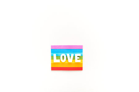 Rainbow flag paper craft. LGBT people parade concept Copy cpace