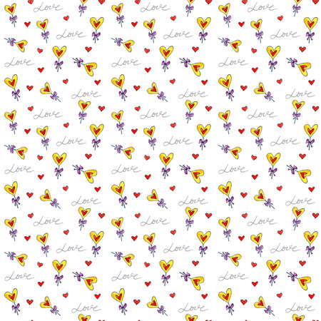 Illustration of seamless pattern love gifts for textile, notebooks, wrapping paper