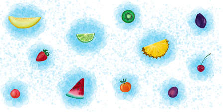 Summer fruits set on a white background. Hand drawn