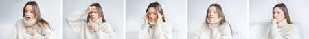Young sick woman with Covid 19 symptoms