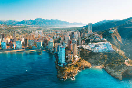 Aerial view of Benidorm city in Spain, Alicanteの写真素材