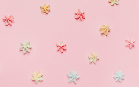 Sweets and candy on pink background, love and valentine conceptの写真素材