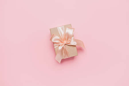 Gifts on pink background, love and valentine conceptの写真素材