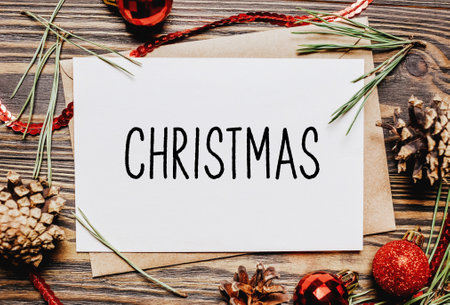 Merry christmas and merry new year concept notebook with textの写真素材