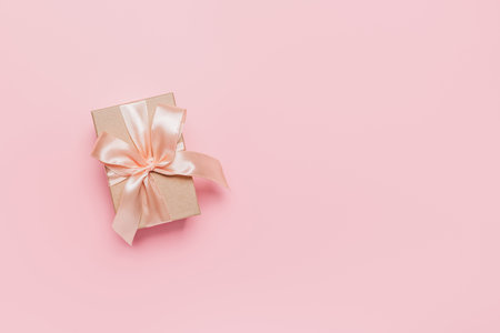 Gifts on pink background, love and valentine conceptの写真素材