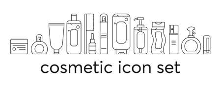 Vector graphic of cosmetic icon collection. Skin care products for body, hair and faceのイラスト素材