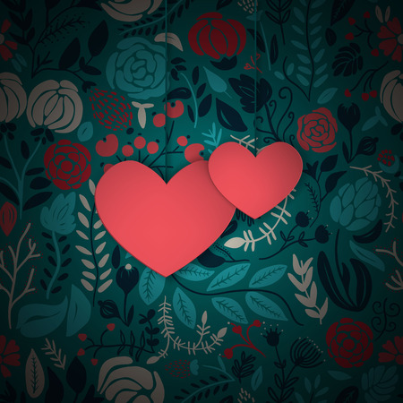 Vector illustration of beautiful hand drawn flowers and plants. The best for Valentines Day, Wedding and Birthsday design.のイラスト素材