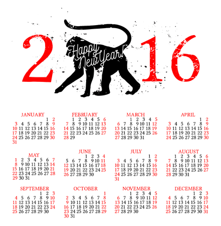 Vector illustration of monkey - the simbol of 2016.のイラスト素材