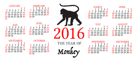 Vector illustration of monkey - the simbol of 2016.のイラスト素材