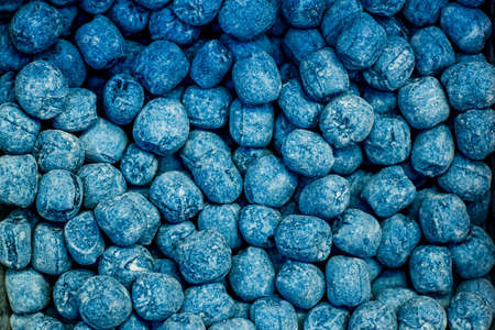 Blueberry rectangular candies background . Pick and mix candy shopの写真素材