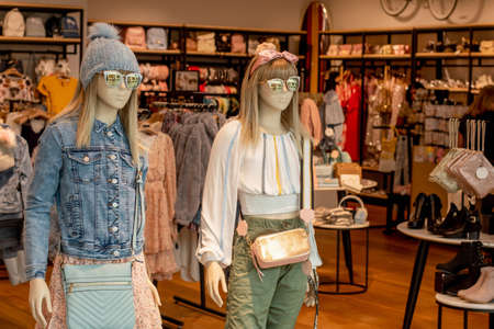 Teenage fashion: mannequins on display in a retail storeの写真素材